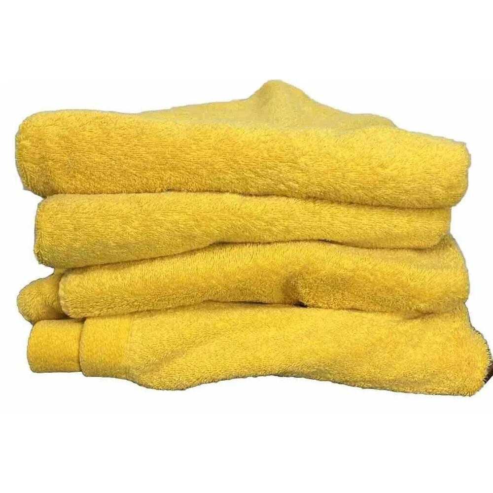 Vintage Y2K Set 4 United Colors of Benetton Bath Towel Yellow 100% Cotton 50x23”